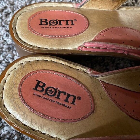 BORN Flip Flips SANDALS * PINK Coral 100% LEATHER UPPERS & padded insole~ 8 / 39 - Picture 6 of 12